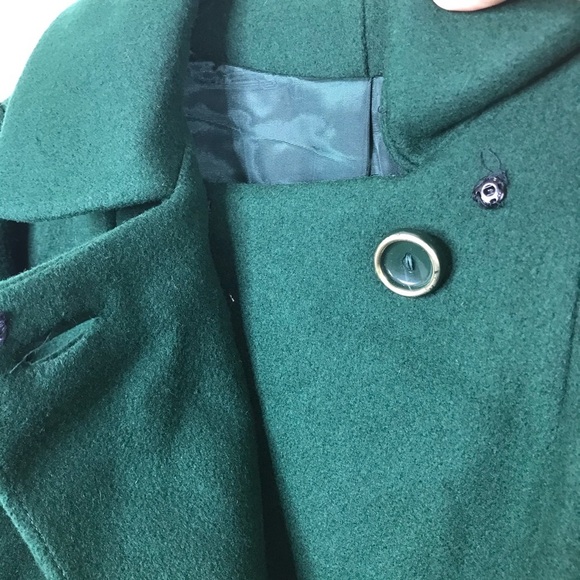 Vintage Deep Green Wool Double Breasted Overcoat - Picture 5 of 6